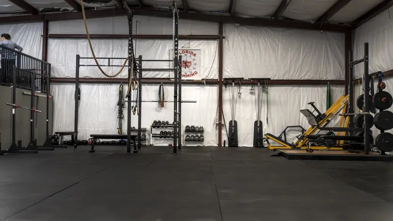 The strength and conditioning gym at SwimTec Gainesville